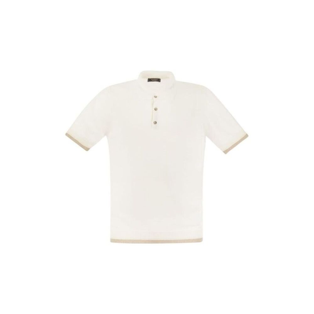 PESERICO Men's Short Sleeve Knit Polo Shirt Men WHITE T-Shirts